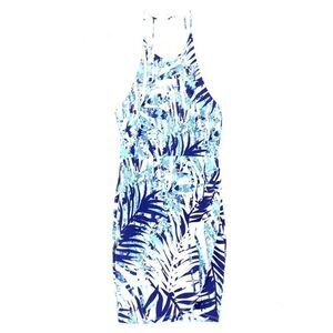 Premier Amour Size 10 Blue White Florate Spaghetti Strap Dress Back Zip
